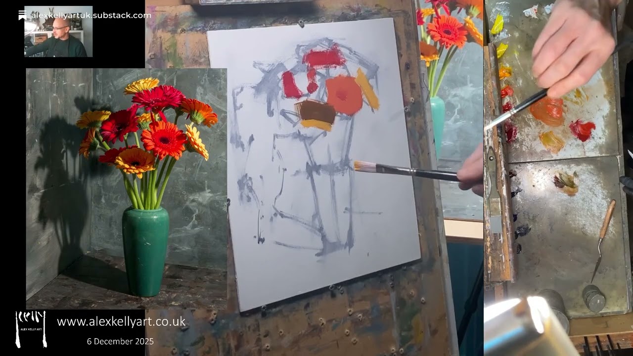 Gerberas - an alla prima still life in oil