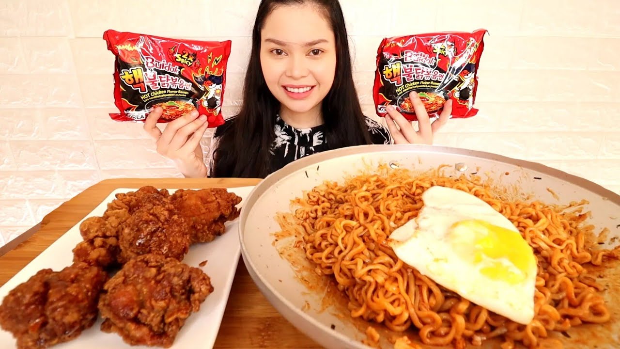 SAMYANG X2 FIRE NOODLE AND KOREAN FRIED CHICKEN MUKBANG