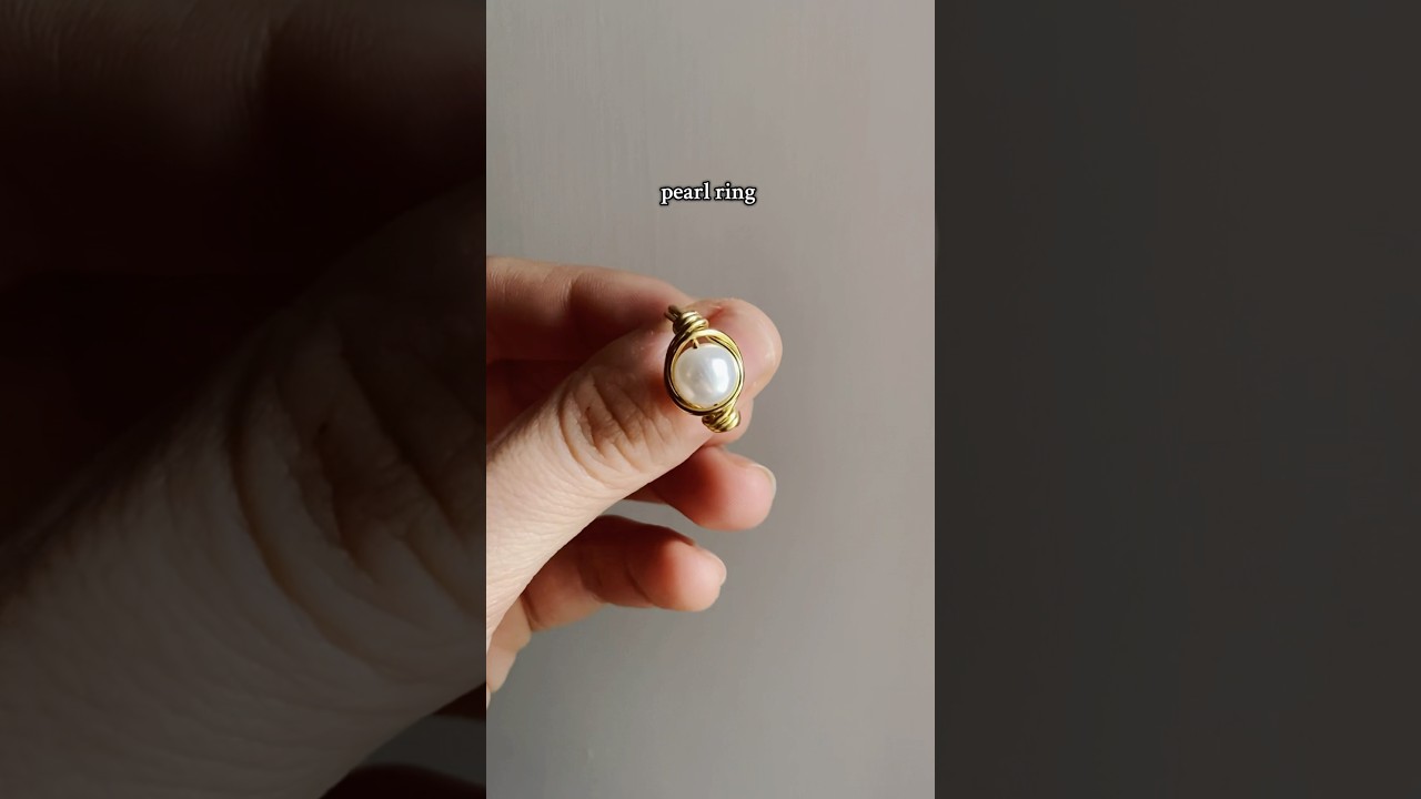 Anello con perla e filo di alluminio oro ☁️ #pearlrings #anelloconperla #faidate #tutorial #diy