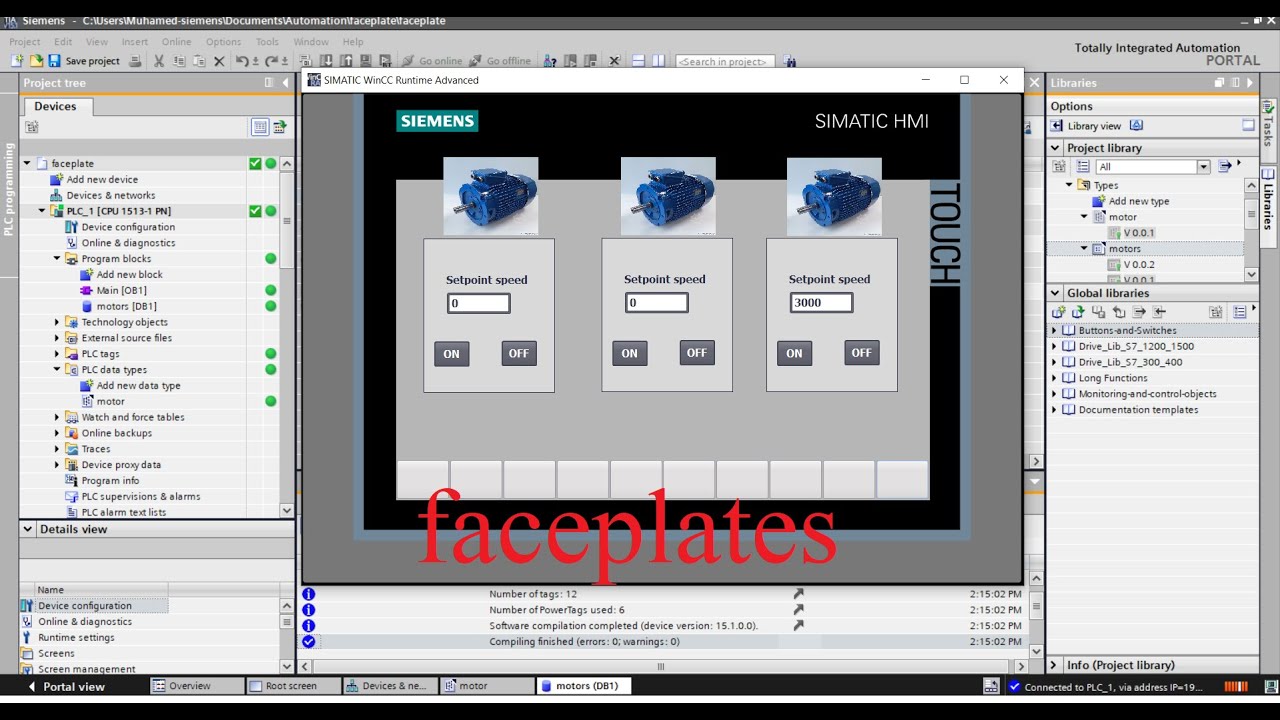 TIA Portal SCADA-HMI how to create a faceplates