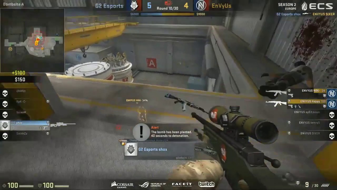 shox's Clutch with AWP and AK-47 on Nuke vs EnVyUs