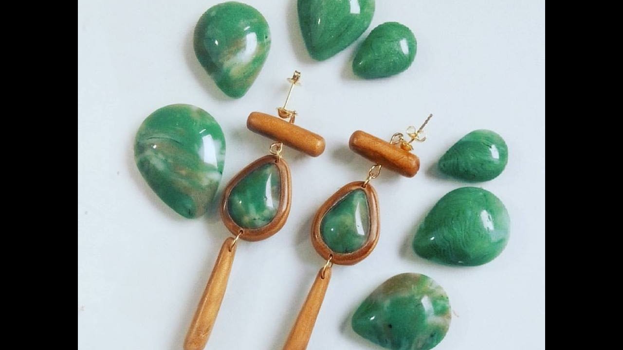 TUTO FIMO POLYMER CLAY PIERRE JADE VERTE CABACHONS 2 TECHNIQUES
