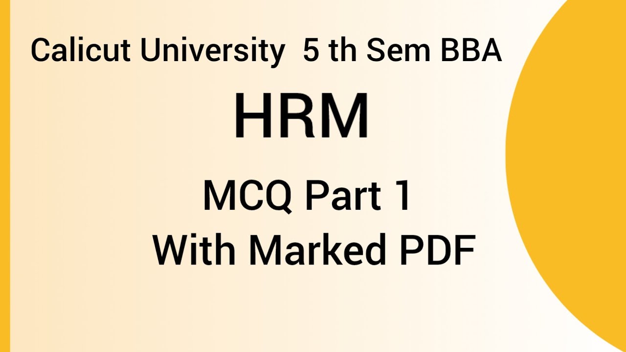 Calicut University 5th Sem BBA MCQ Part 1 Marked PDF