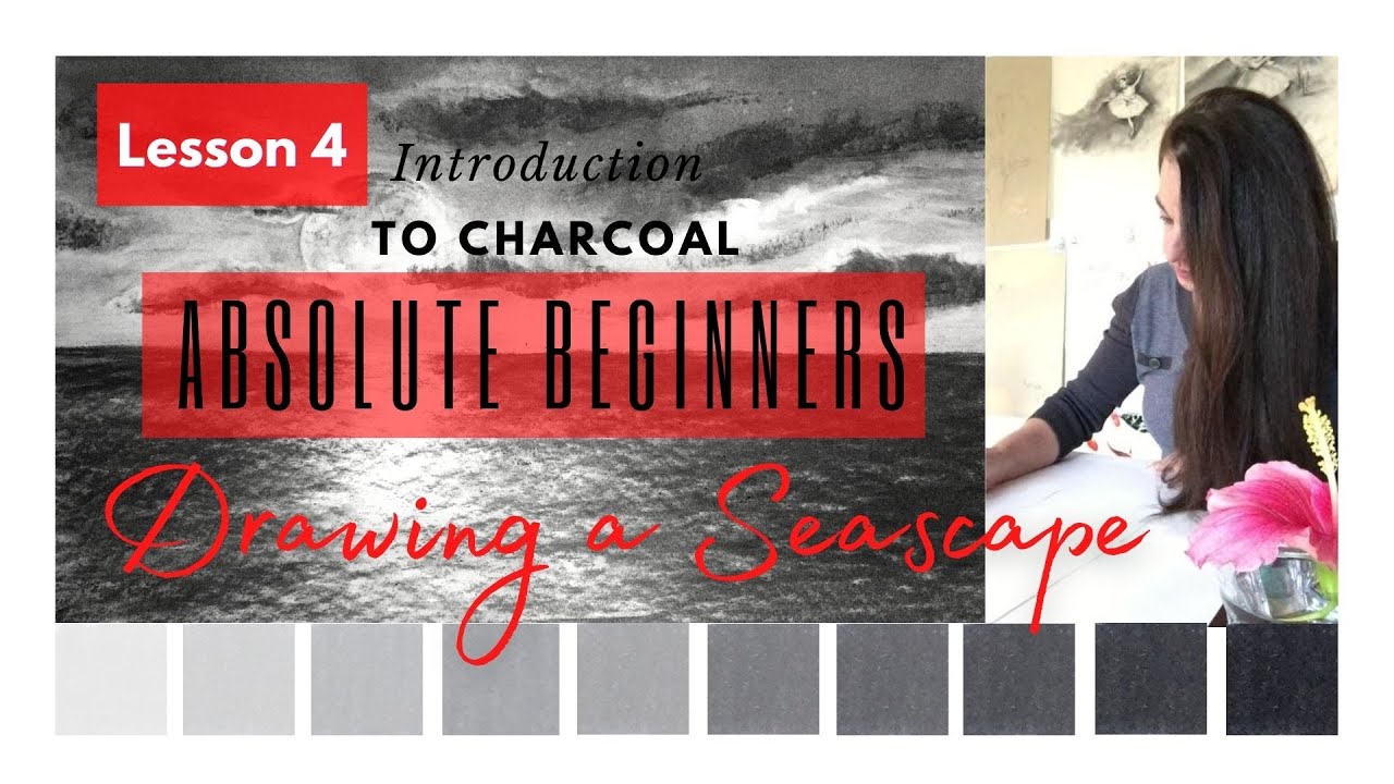Drawing a Seascape using willow & charcoal powder | Introduction to charcoal for beginners |Lesson 4