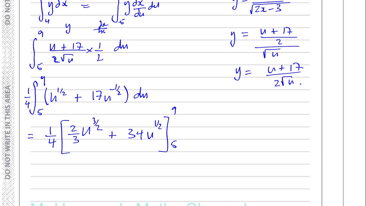EDEXCEL IAL C34  JAN 2019 Q7b   Integration by Substitution   Area