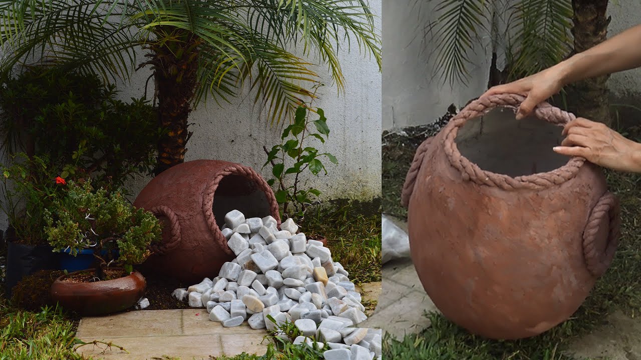 Haz Una Vasija Para Jardín Con  Cemento-Make a Garden Pot Out of Cement
