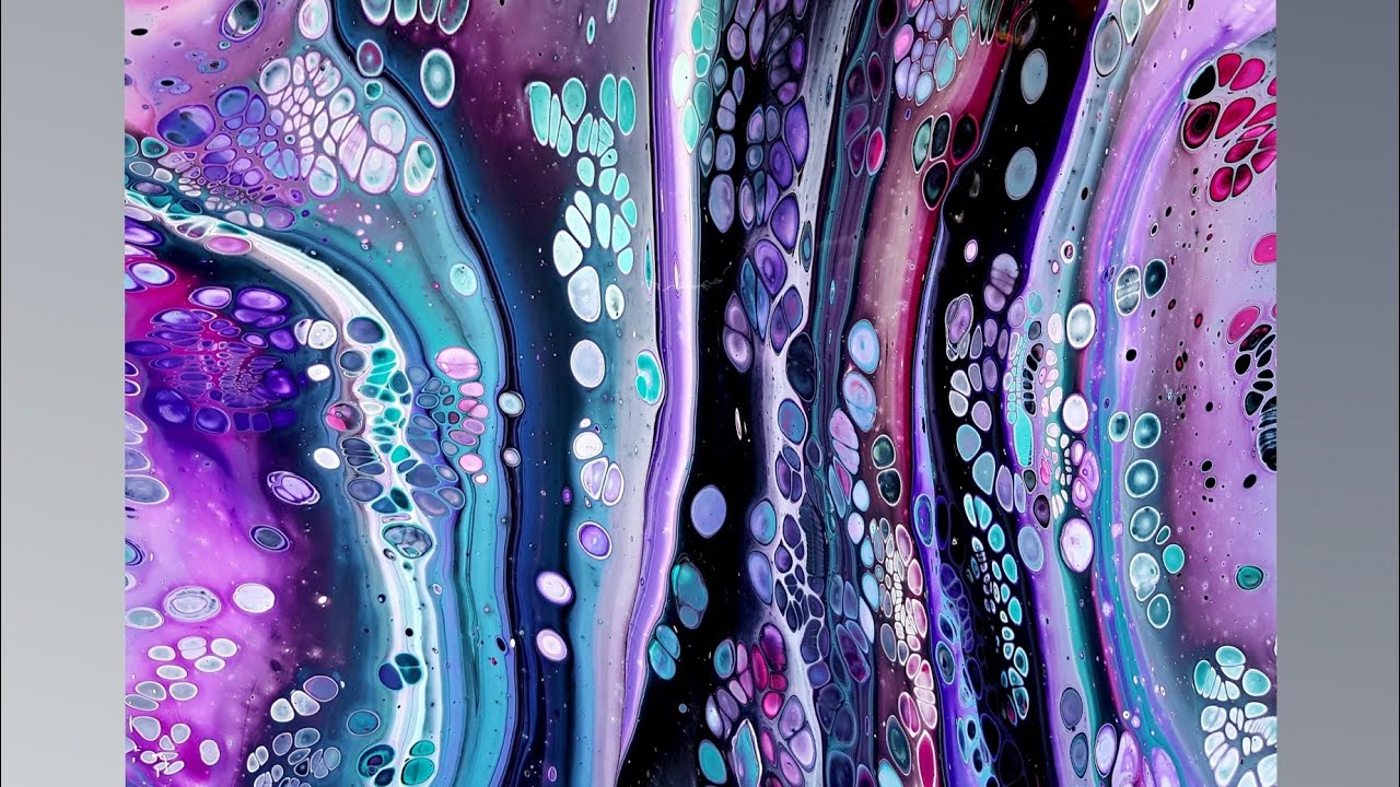 #756 Acrylic Flip Cup Pour In Purple, Pink & Turquoise Using Glue & Water