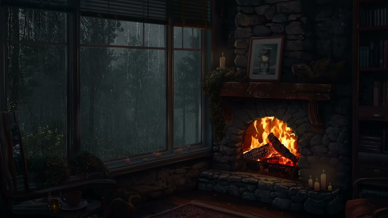 Serene Hearth & Rain | 3-Hour Soothing Ambience for Stress Relief, Reading, and Restful Sleep