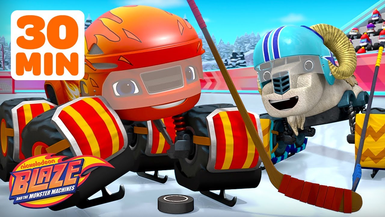 30 MINUTES of Blaze Playing Sports! 🏒 ft. Ice Hockey, Soccer & More | Blaze and the Monster Machines