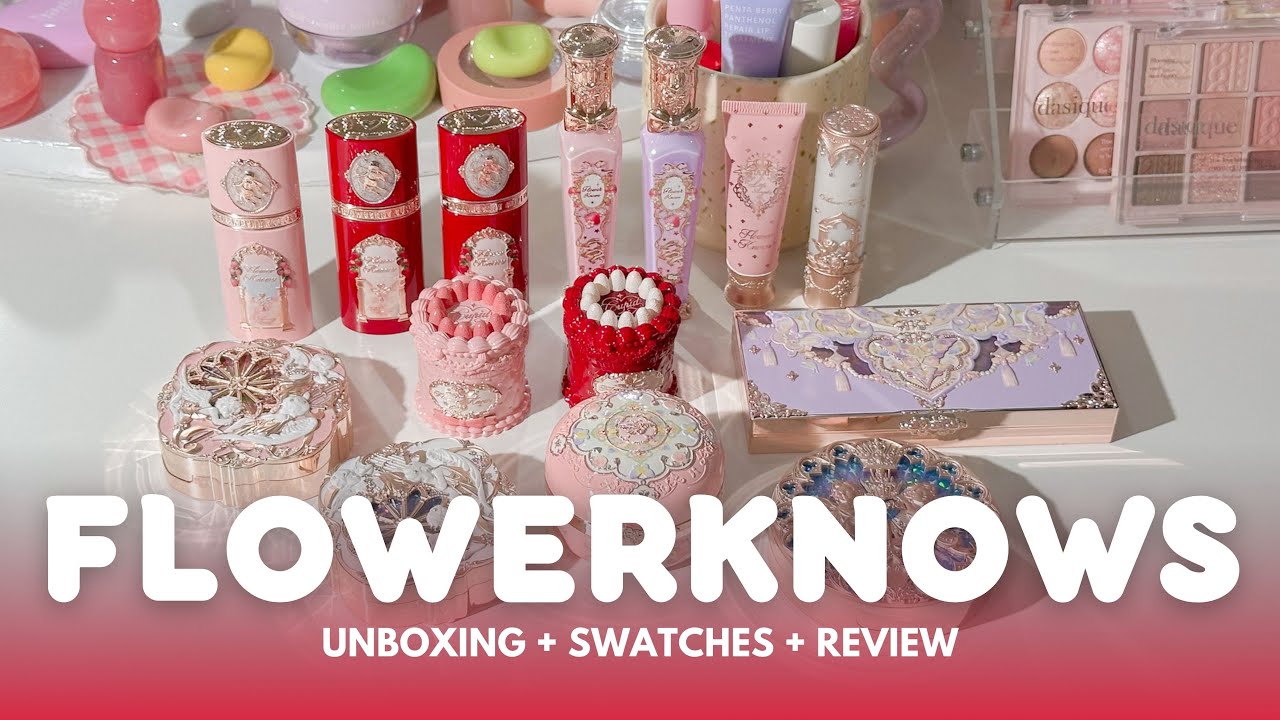 Trying more Flower Knows makeup ♥️🐇🪽 major magical princess vibe 🎀␥ aesthetic unboxing + review