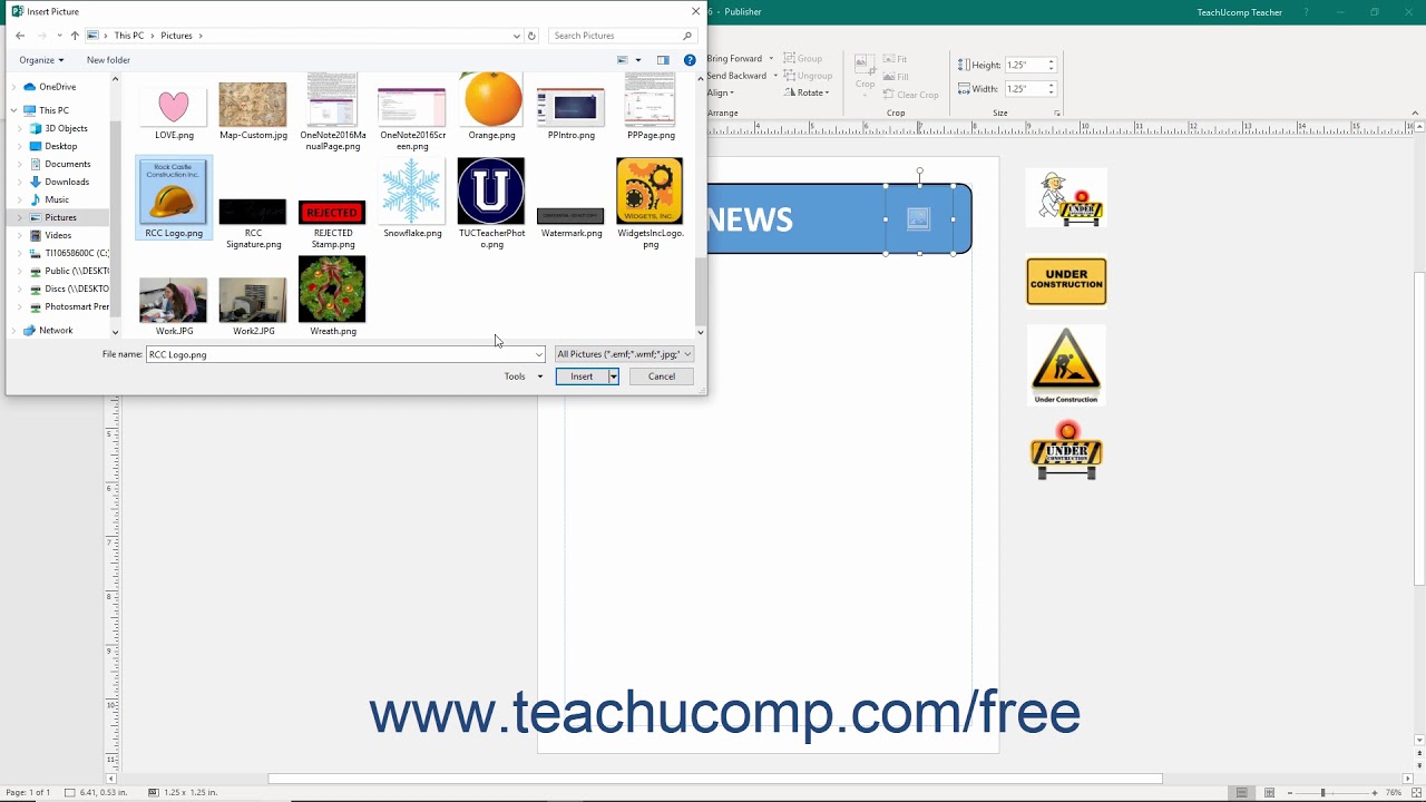 Publisher 2019 & 365 Tutorial Inserting Picture Placeholders Microsoft Training