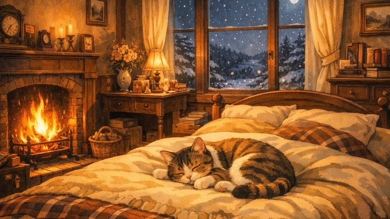 Relaxing Snowfall in a Cozy Apartment with Vintage Oldies Playing in Another Room, Vol. 4