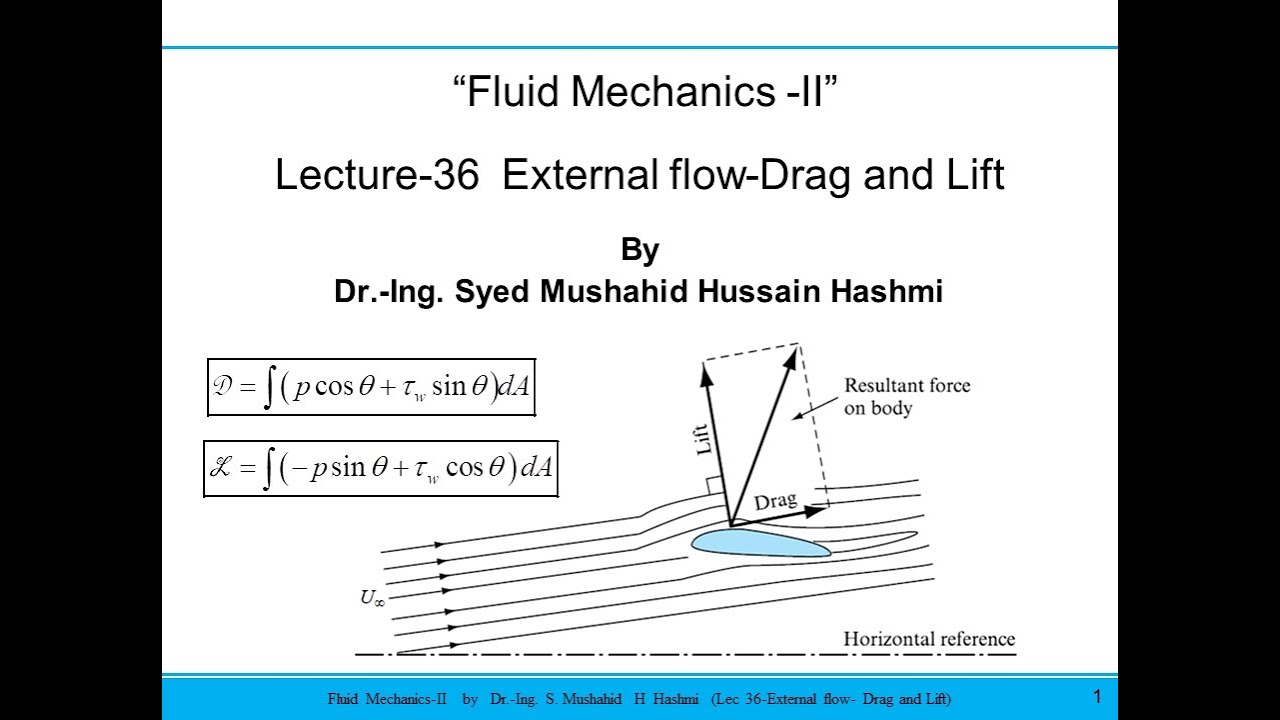 Fluid Mechanics | Lecture 36 | External flow | Drag and Lift | Pressure & Shear stress distribution
