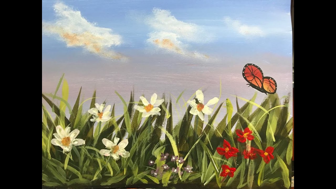 Pintar paisaje primaveral en acrilico