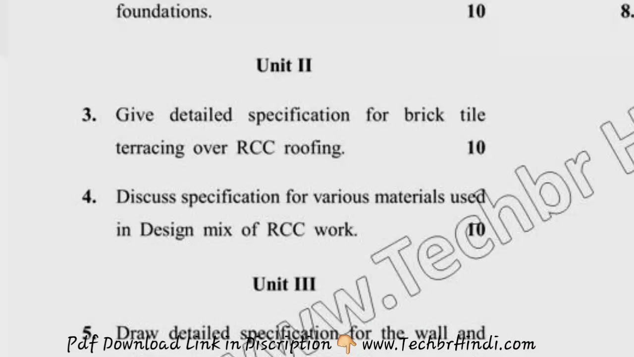 BARCH 6th Sem Reappear Specification Quesion Paper