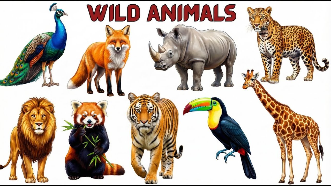 Wild Animals Name & Sounds | जंगली जानवरों के नाम | Learn Animals