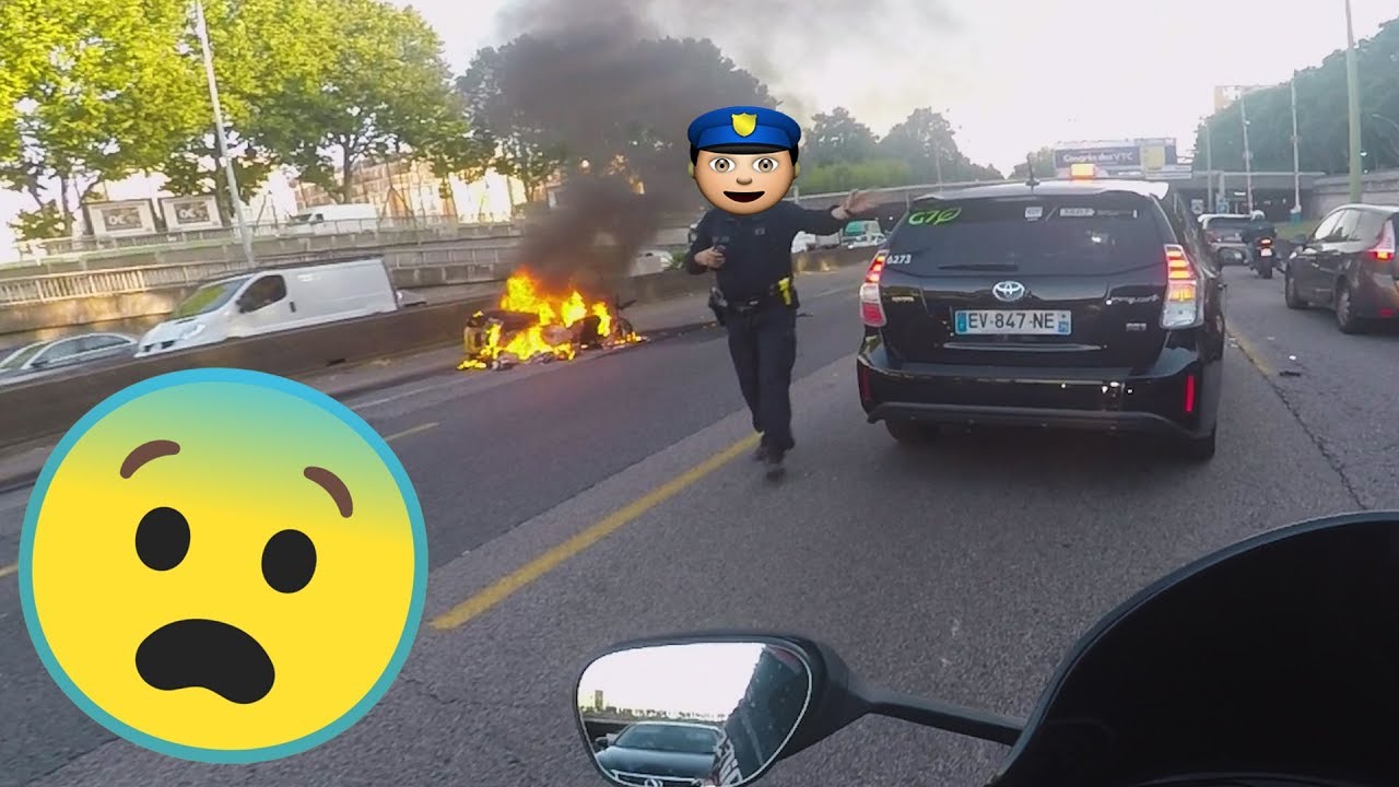 DO85 - UNE MOTO EN FEU SUR LE PERIPH PARISIEN... 😔