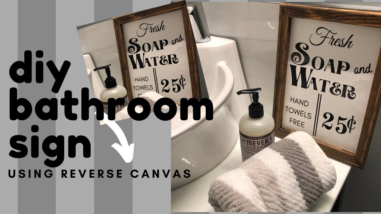 CRICUT BATHROOM SIGN DIY | CRICUT EXPLORE AIR PROJECT BEGINNER | CRICUT DOLLARAMA  PROJECTS