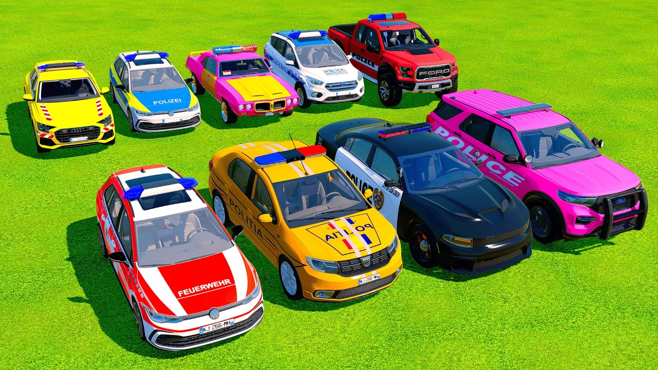 TRANSPORTING AND DRIVEN 9 POLICE CARS,DACIA, VOLVO TO GARAGE FS22 VOL 26