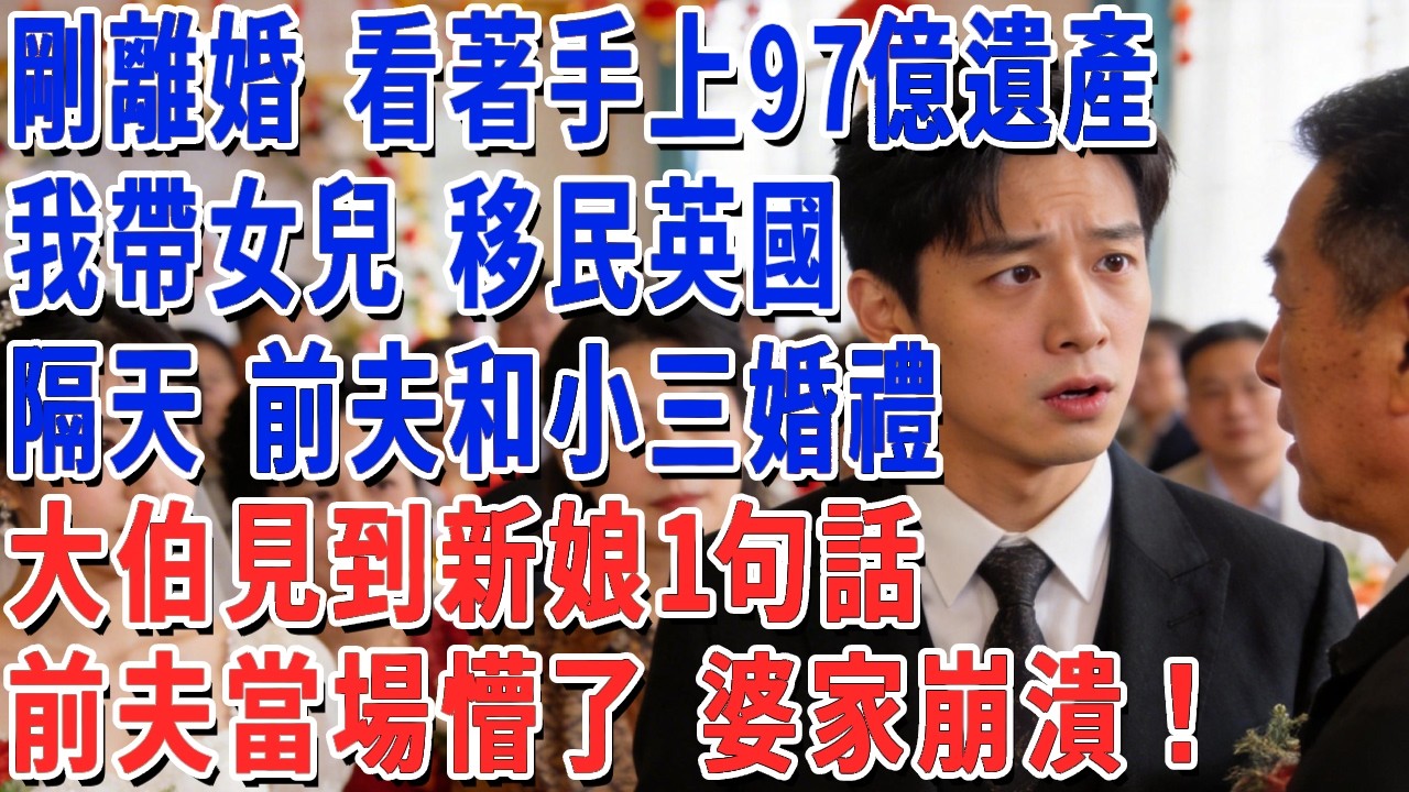 剛離婚 看著手上97億遺產，我帶女兒 移民英國，隔天 前夫和小三婚禮，大伯見到新娘1句話，前夫當場懵了 婆家崩潰！#妮妮故事會 #情感故事 #老年生活