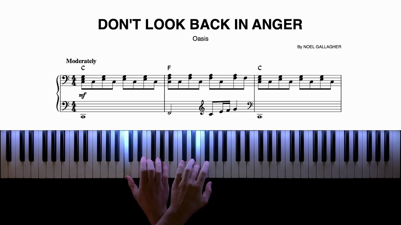 Oasis − Don't Look Back in Anger − Piano Cover + Sheet Music