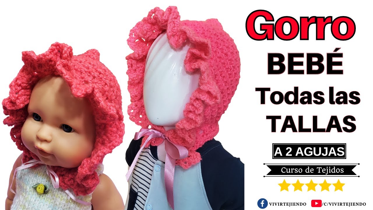 🌈 Gorrito Capota para Bebé a Dos Agujas ✅ Tejidos Fáciles a Palitos