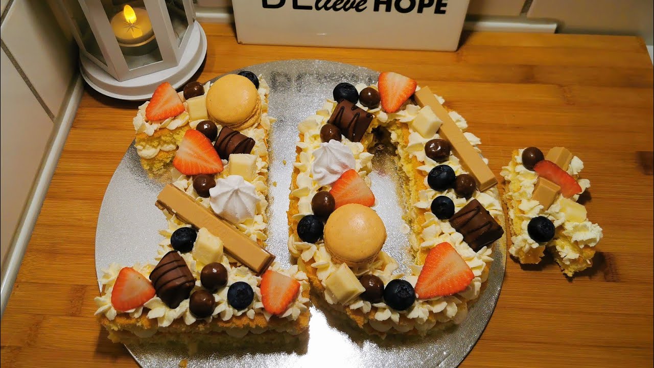 Tarta de números con bizcocho. Tarta super fácil. Pastel de número.