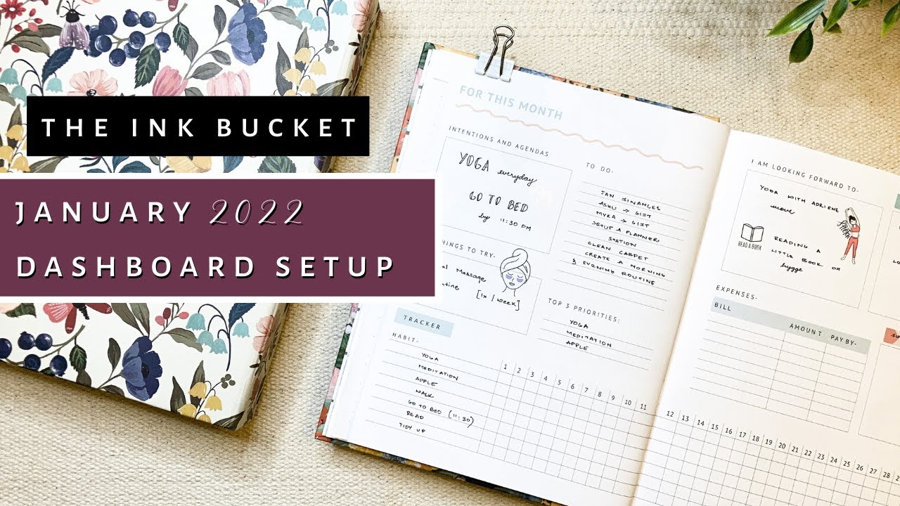 January 2022 Dashboard Setup | Ink Bucket Planner 2022 Setup | Sanjana Raj