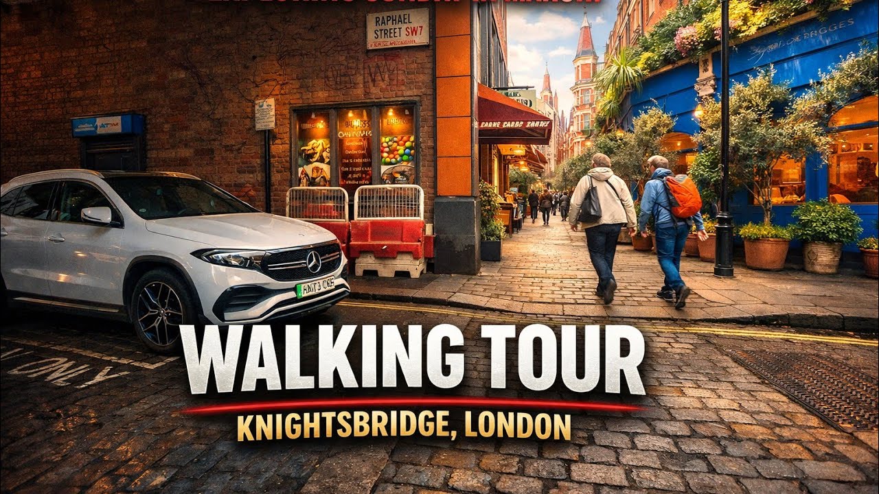 Walk through Knightsbridge, Central London, UK