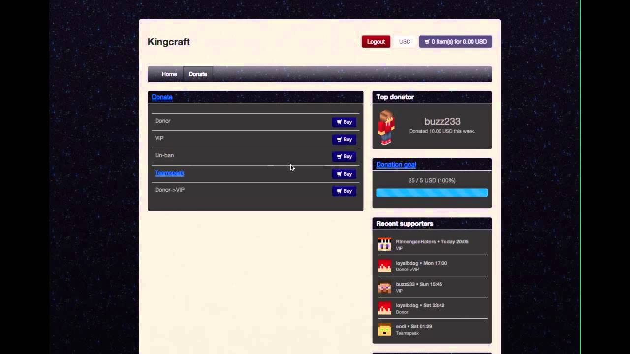 How to donate on Kingcraft
