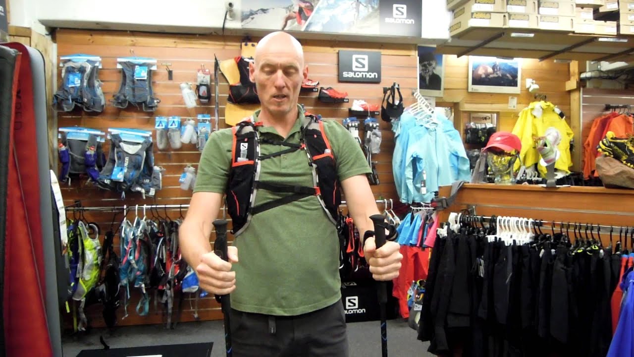 Ultra distance poles on a Salomon pack
