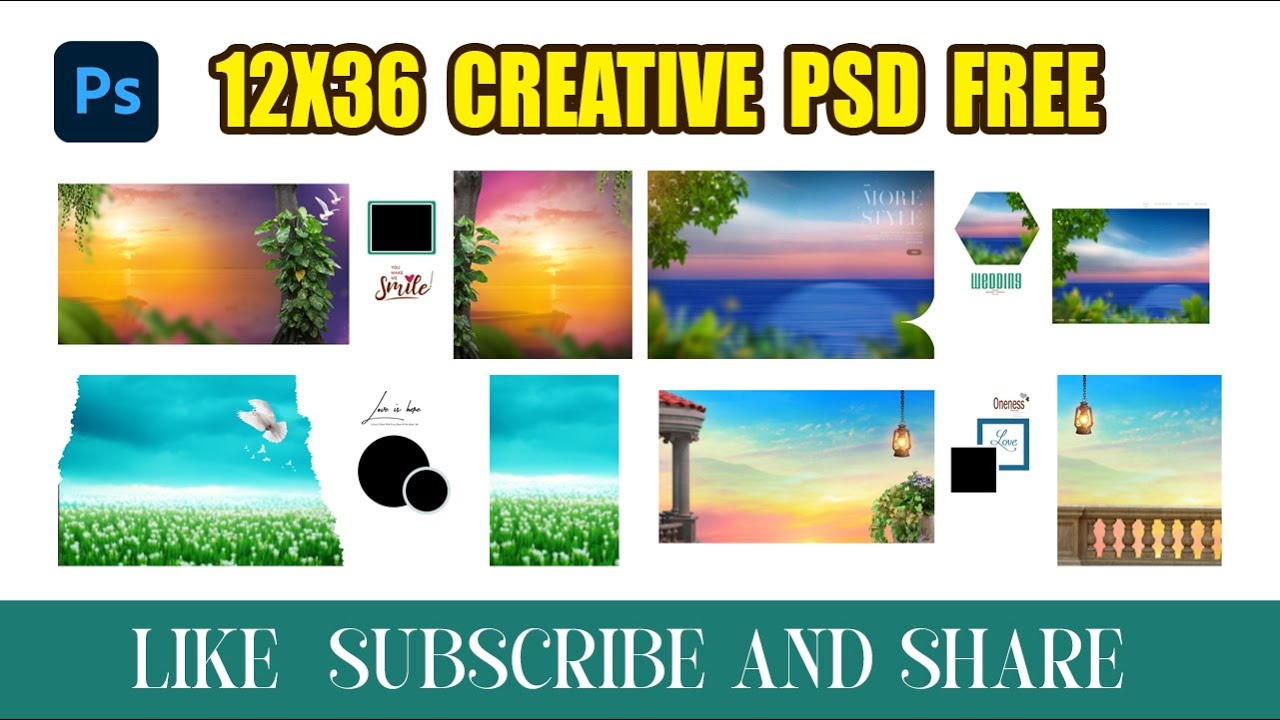 12x36 Creative PSD Backgrounds Free Download | Wedding Album PSD Templates Photoshop Editing Packs