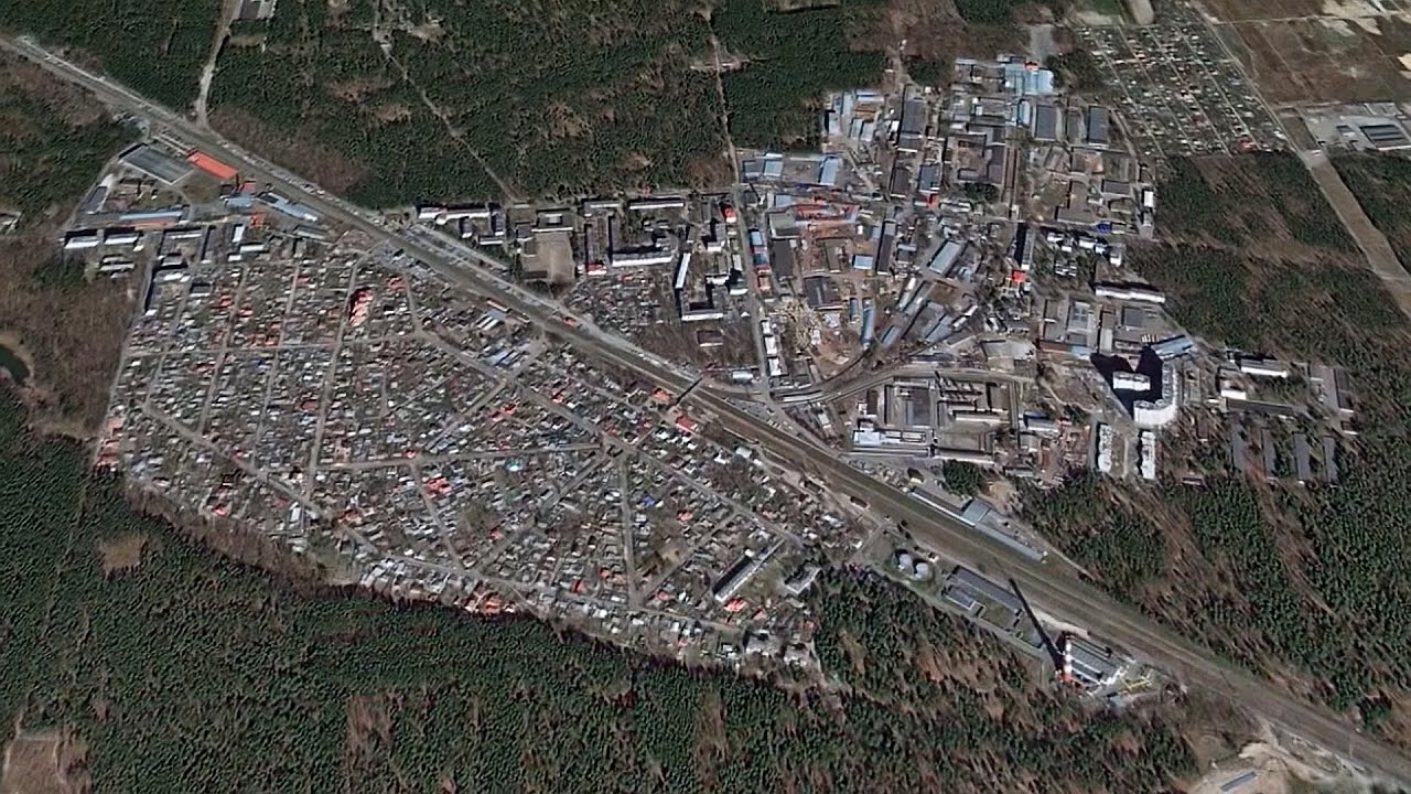 Поселок Коцюбинское (Коцюбинське) с высоты птичьего полета