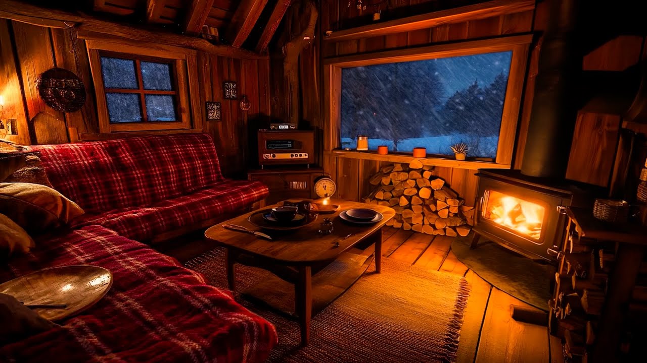 Fireplace Sounds + Blizzard Outside 🔥❄️ Winter Ambience for Calm Focus & Sleep