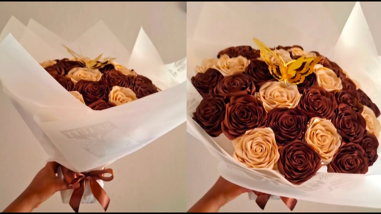 ሪባን አበባ አሰራር/How to Make Ribbon Flower/Wrapping a Bouquet