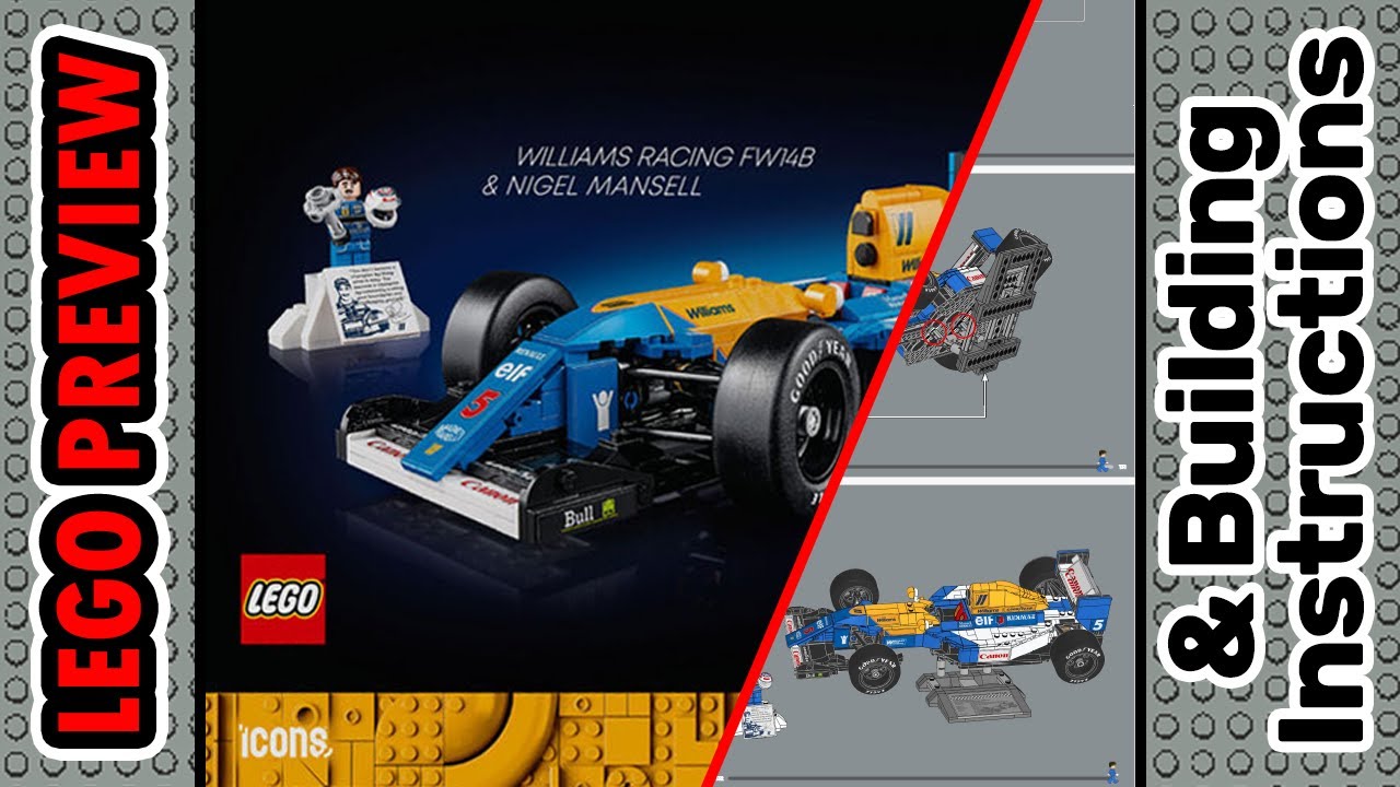 PREVIEW: 10353, LEGO ICONS, Williams Racing FW14B & Nigel Mansell & Building Instructions! LEGO 2025