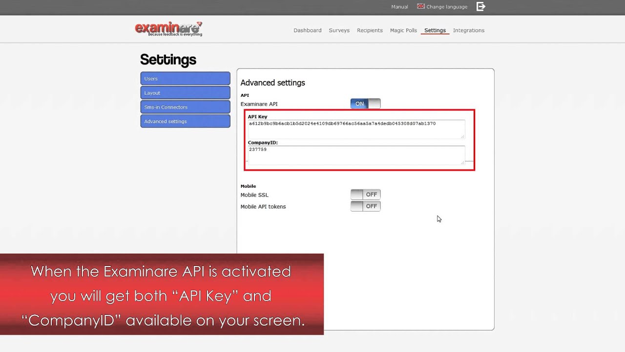 Examinare Survey Tool Manual - Activate Examinare API