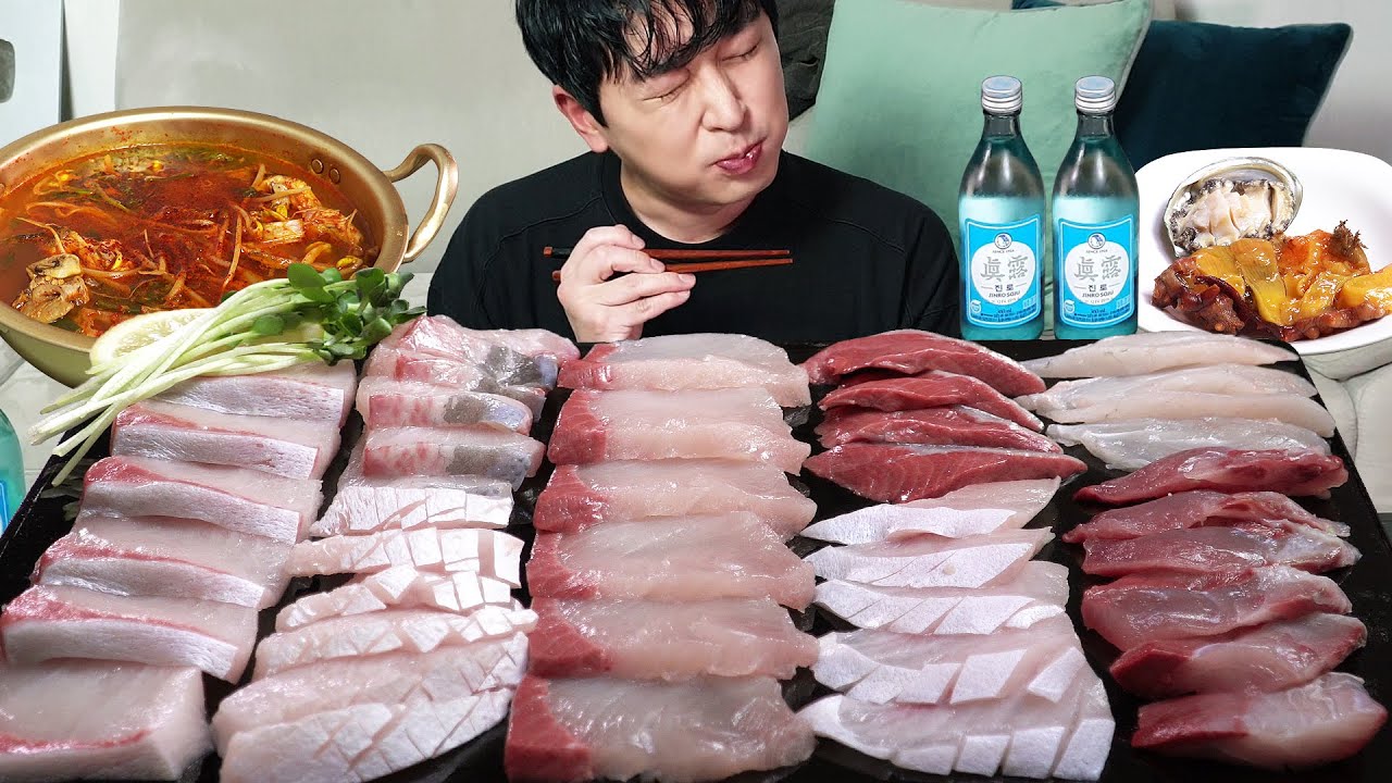 Сочные и жирные сашими из желтохвоста! MUKBANG REALSOUND ASMR EATINGSHOW