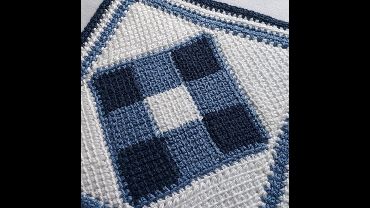 ON POINT CHECKERED SQUARE - PART 1 of 2 - Tunisian crochet pattern by Cheryl D Floyd Crochet