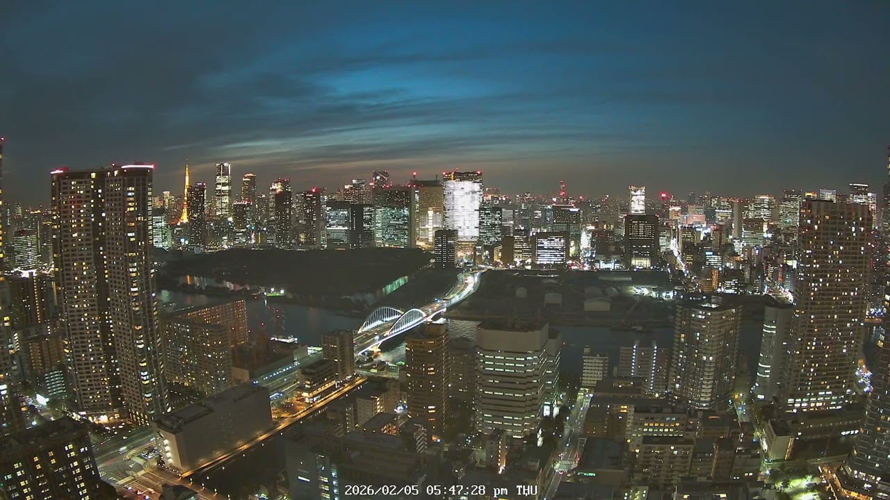 Tokyo Sunset 4K | Minato & Tsukiji City View Japan | Archive 2026-02-05