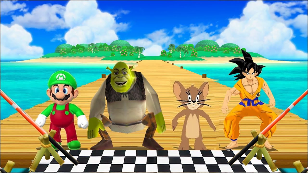 Mario Party 9 MiniGames: Марио против Шрека против Джерри против Гоку (уровень сложности «Мастер»)