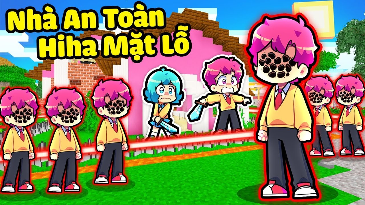 HIHA THỬ THÁCH NHÀ AN TOÀN CHỐNG LẠI HIHA MẶT LỖ TRONG MINECRAFT*HIHA NHÀ AN TOÀN MẶT LỖ 😭😱
