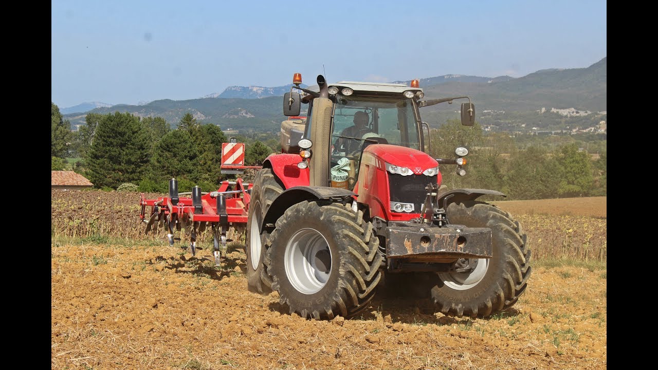Déchaumage en Massey Ferguson 7724