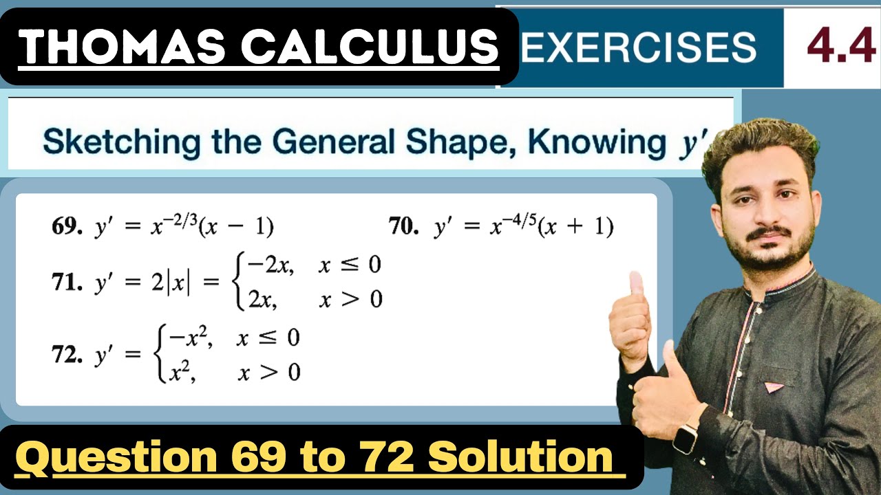 Thomas Calculus Exercise 4.4 Question 69 to 72 solution| Sketching the General Shape Knowing y' ||