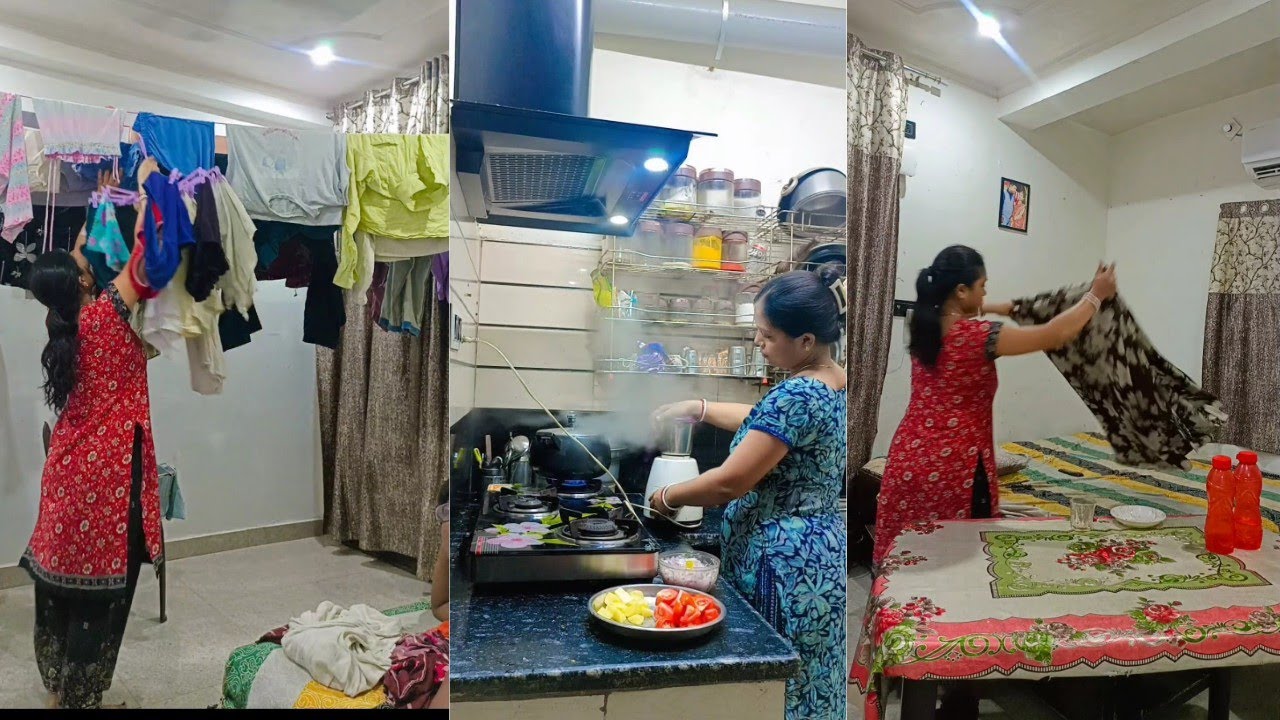 🌧 बारिश के कारण करनी पड़ी डबल मेहनत 💁‍♀️ Indian housewife evening routine 🥰