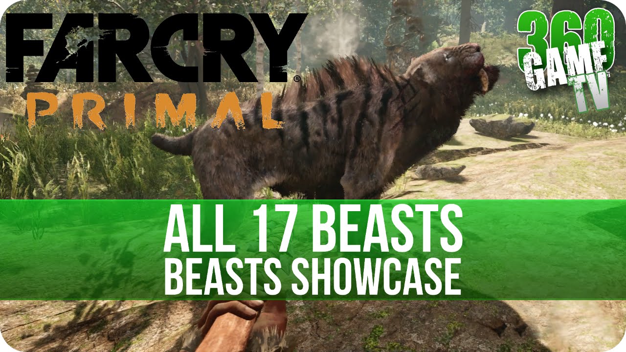 Far Cry Primal - All 17 Beasts Showcase (All Pet Animals / tameable Beasts)
