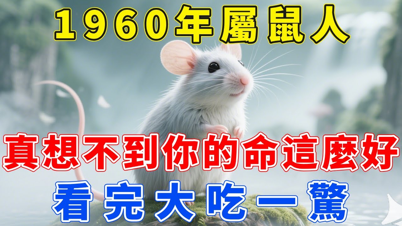 1960年屬鼠人，庚子年出生，你的命這麼好，真想不到！看完你會大吃一驚！【福慧生肖】#生肖 #運勢 #風水 #財運 #命理