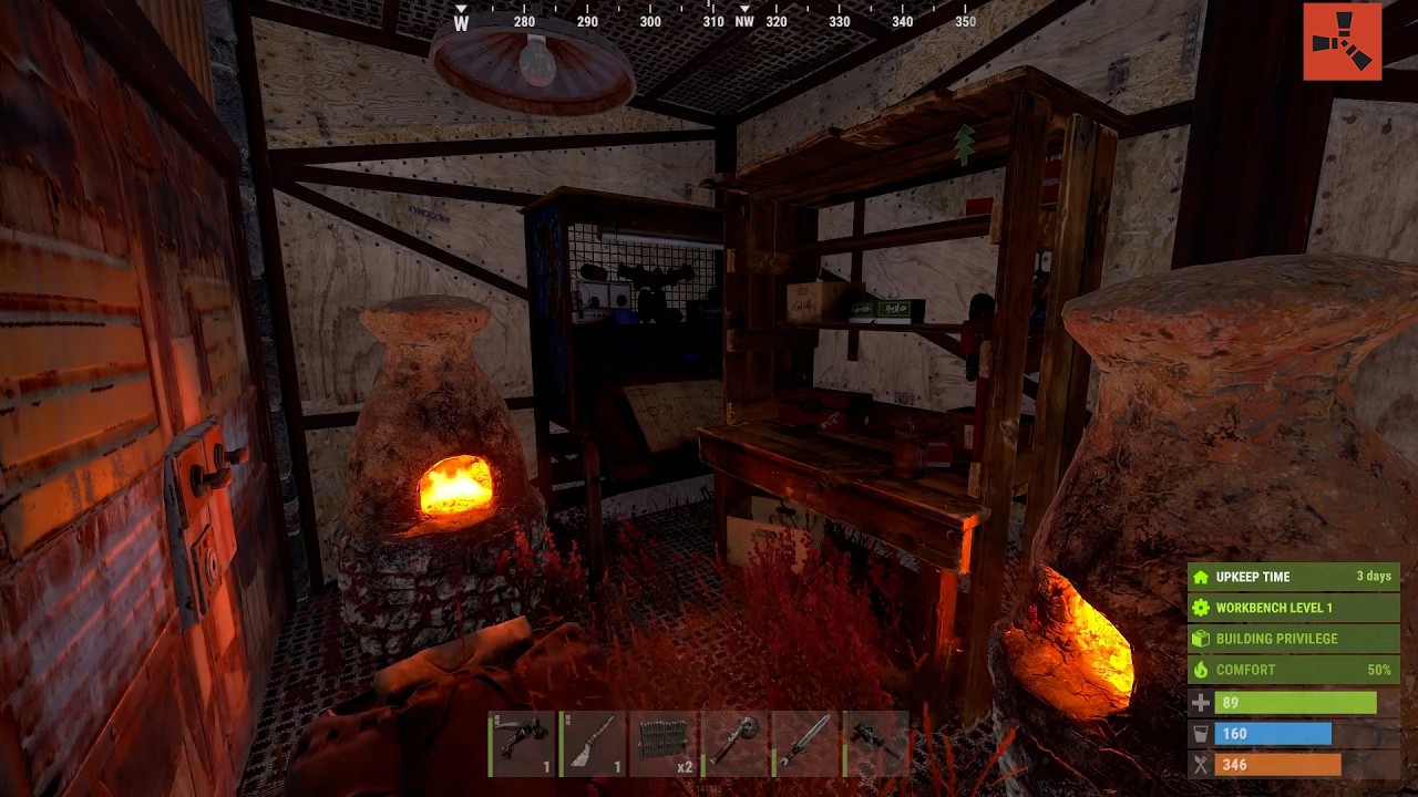 Cozy Rust Starter Base | Furnace Crackling & Game Ambience | Sleep / Study / Background (30 Min)