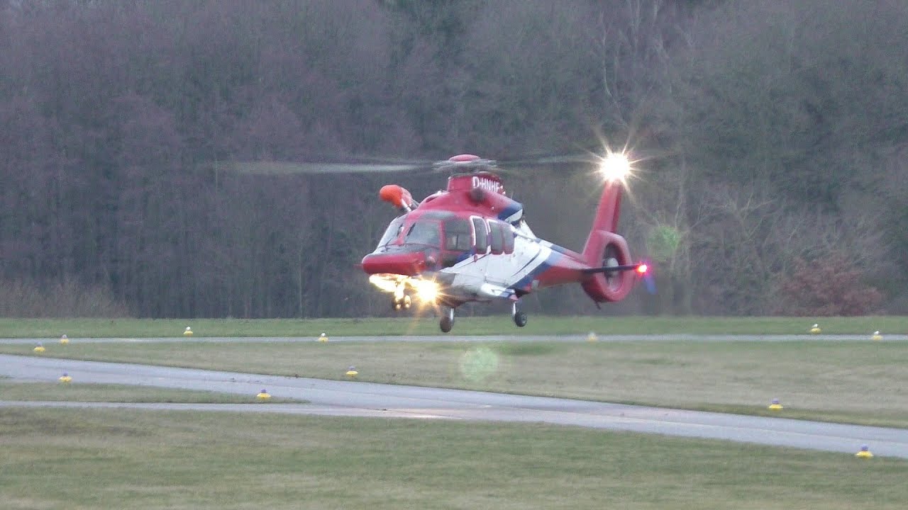 [HD] NHC02 offshore EC 155 rescue helicopter landing at Base EDCG Rügen