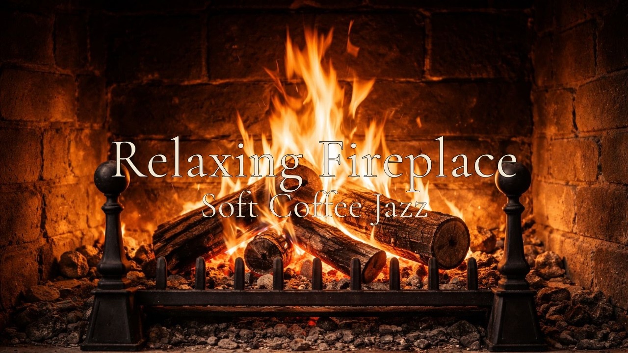 Soft Coffee Jazz ☕ Cozy Fireplace Ambience – 2 Hours Relax / Study / Sleep